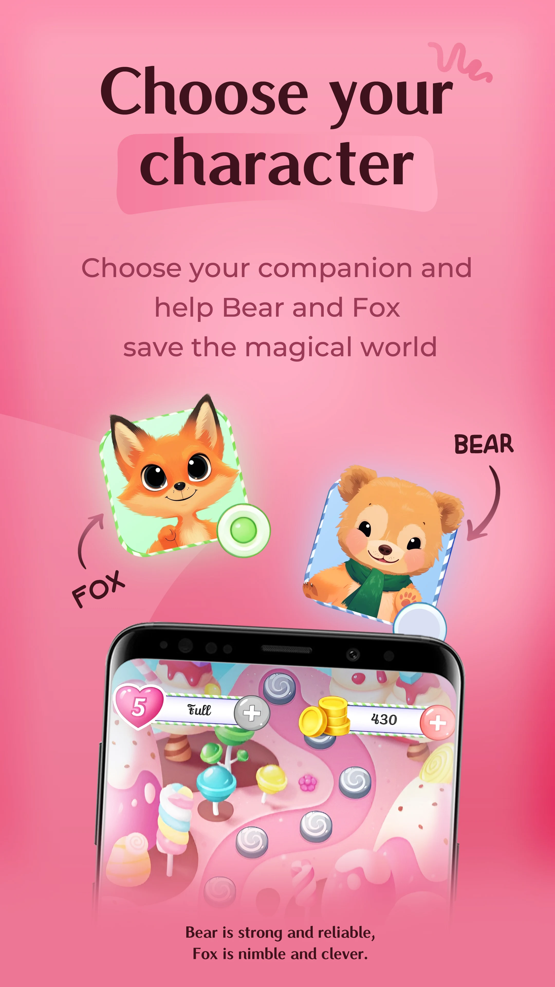 Bear and Fox Match Puzzle Game screenshot